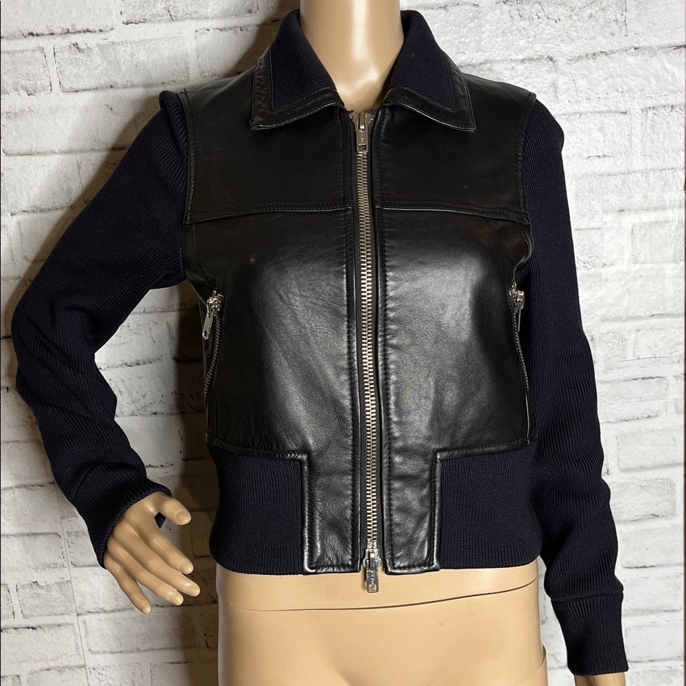 3.1 Phillip Lim black leather sweater jacket - Picture 2 of 9